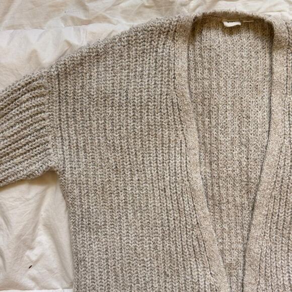 gap Marled white and beige open front knit cardigan size medium coastal boho - Picture 4 of 8